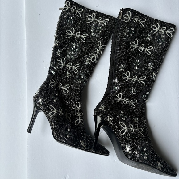 Colin Stuart Embellished Beaded Heeled Boots - Picture 7 of 17